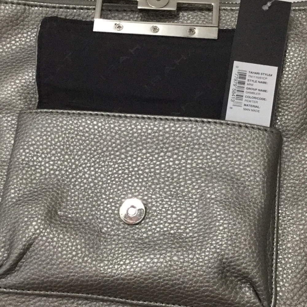 SOLD. 🌻. NWT Tahari Pewter Crossbody Purse w/ adj. strap - Picture 3 of 6